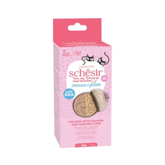 شيزر معلبات بيبي موس/ش دجاج وسالمون للقطط الصغار 3 × 55غ