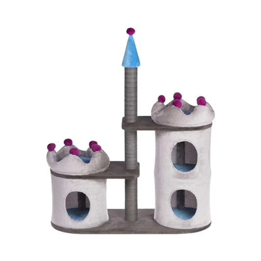Prevue 2-Story Scratching Post with 2 Beds and 3 Castle Cat Houses