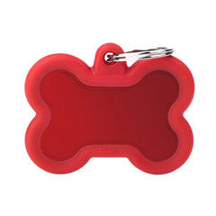 ماي فاميلي قلادة على شكل عظمة احمر اطار جلد