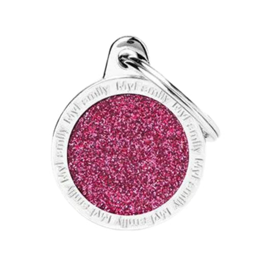 My Family Large Circle Pink Sparkle Necklace