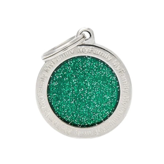 My Family Large Circle Green Sparkle Necklace