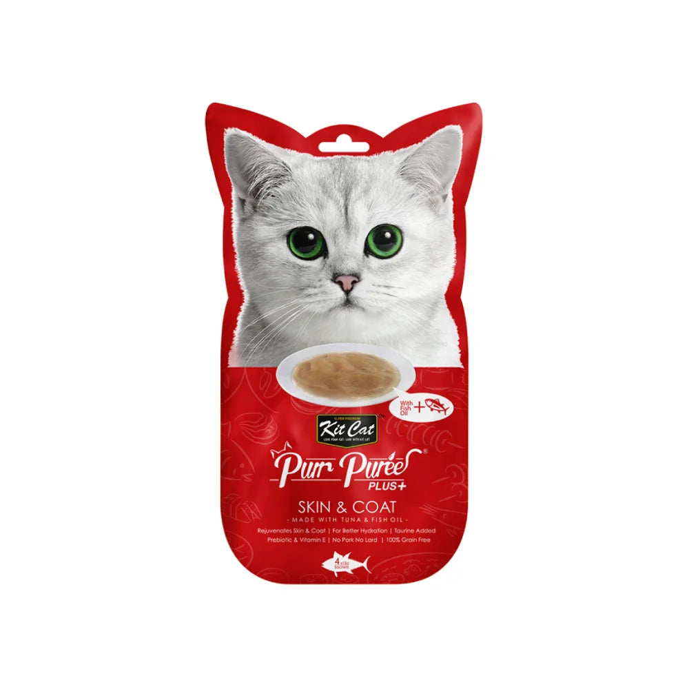 مكافات قطط كت كات تونا وزيت السمك المهروس لتجديد الفراء والجلد 4*15 جم
