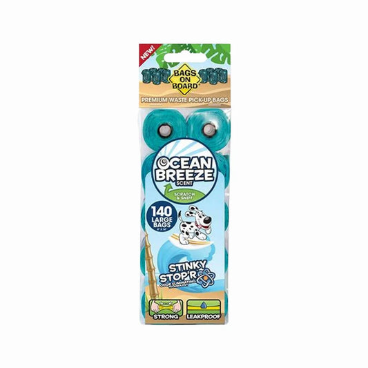 Bagz On Board Ocean Breeze Scented Dog Poop Bags - 140 Bags Sky Blue