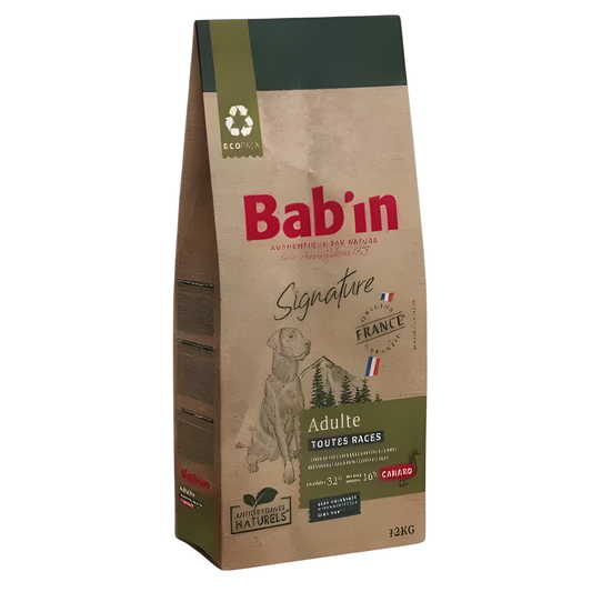 Dry food for adult dogs, all sizes, duck flavor, Babin