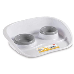 ستيفان بلاست وعاء مزدوج مع ستاند للعرض (ازرق/رمادي) مع ستاند عرض