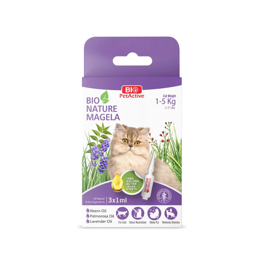 قطرات العناية بالبشرة والفراء من بيو بيت أكتيف بيو-نيتشر ماجيلا للقطط، 3 × 1 مل