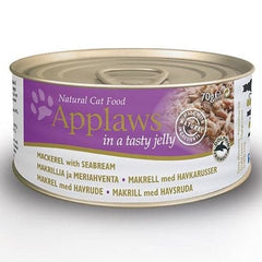 اكل قطط ابلاوز رطب معلبات الماكريل مع سمك الدنيس في الجيلي 70 غ