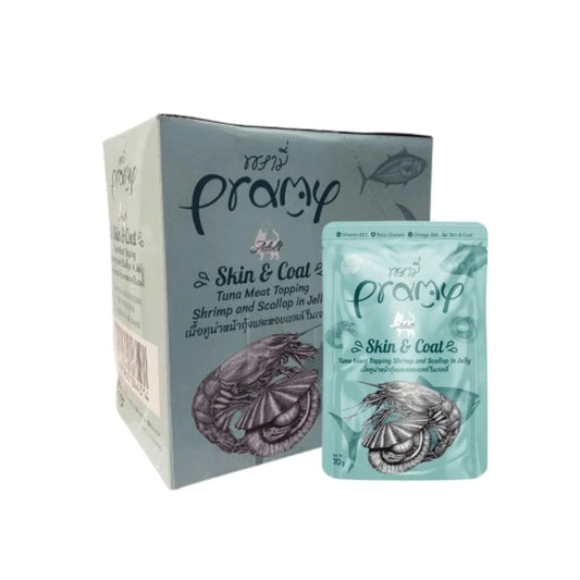 برامي طعام رطب بالتونة والجمبري في الجيلي للقطط البالغة 70 جم