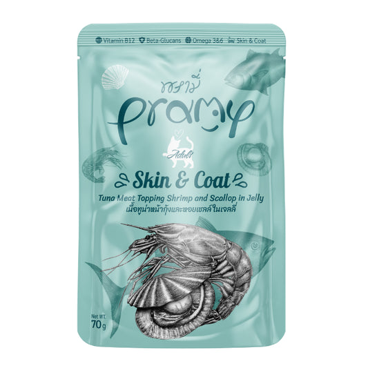 برامي طعام رطب بالتونة والجمبري في الجيلي للقطط البالغة 70 جم