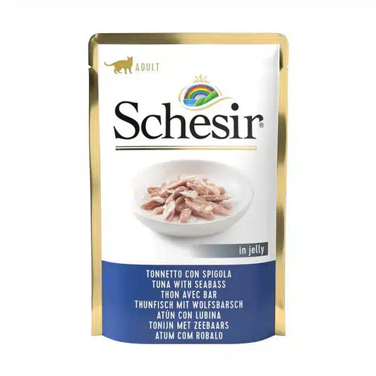شيزر أكياس تونة مع سمك القاروص طعام للقطط 85 جم