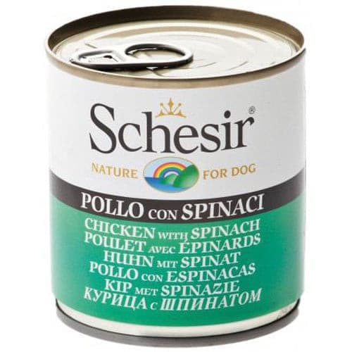معلبات شيزر دجاج مع السبانخ في الجيلي للكلاب 285 جم