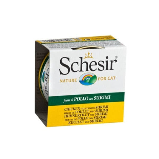 اكل القطط شيزر معلبات فيليه الدجاج مع سمك السوريمي بالجيلي 85 جم