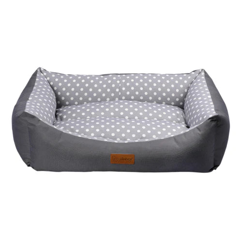 Feline Goo Rectangular Dotted Bed for Cats and Dogs Grey