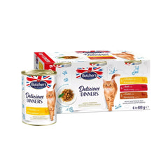 اكل قطط رطب بوتشرز ديليشيز دينر حزمة ميغا اقتصادية متنوعة 6×400 جم