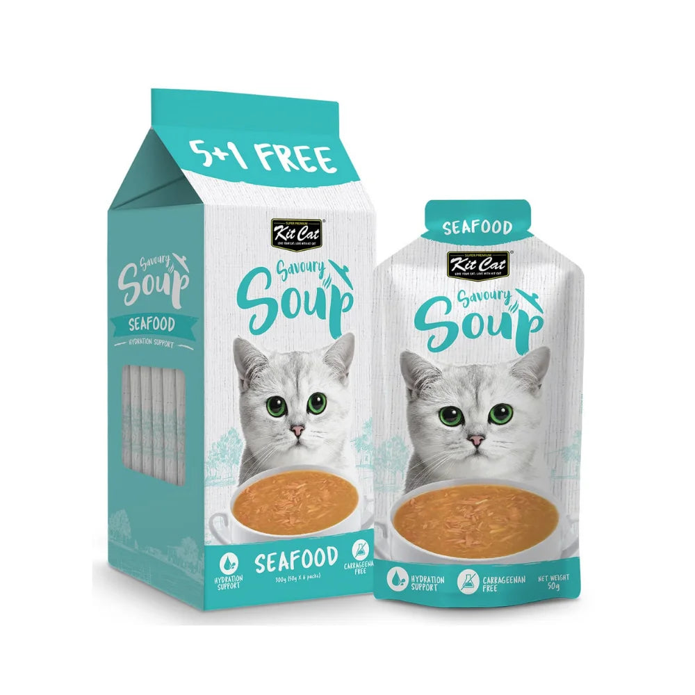 طعام قطط رطب كت كات اظرف حساء بالمأكولات البحرية 50 مل 6x