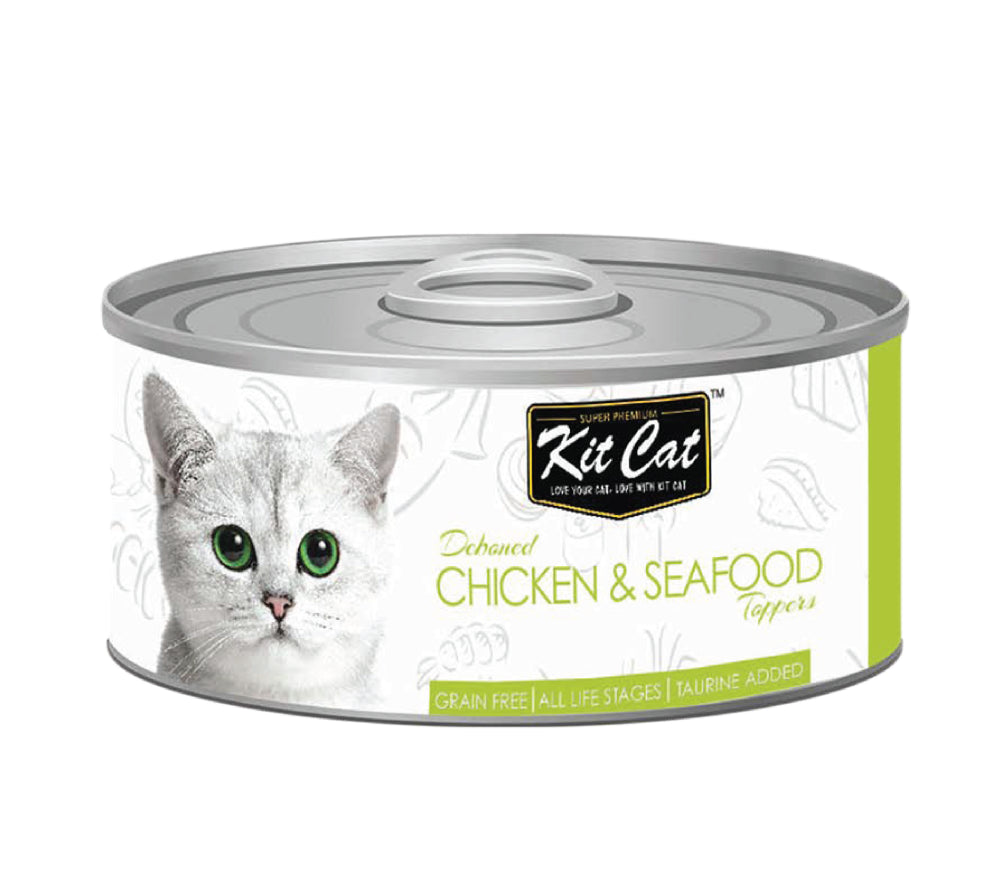 اكل رطب للقطط كت كات دجاج منزوع العظم مع المأكولات البحرية 80 جم