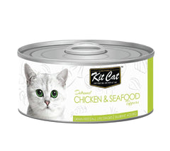 اكل رطب للقطط كت كات دجاج منزوع العظم مع المأكولات البحرية 80 جم