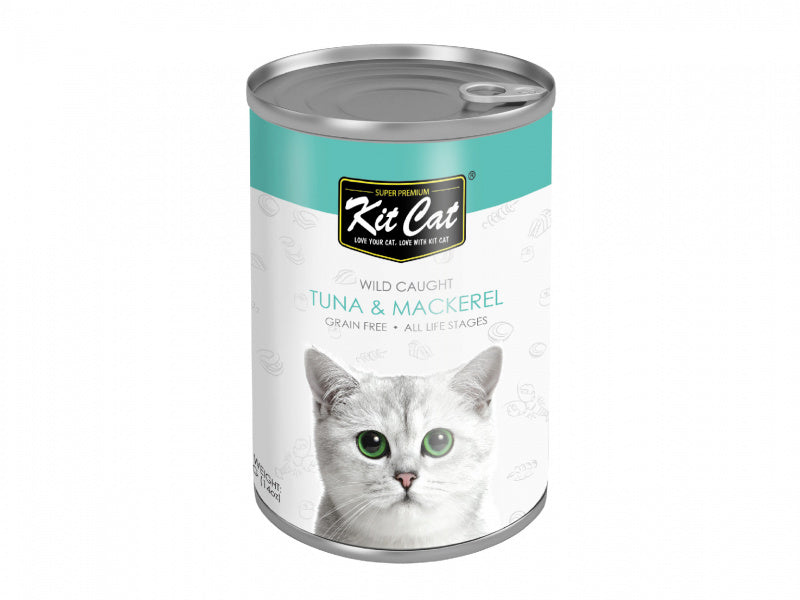 اكل قطط رطب كت كات معلبات التونة و سمك الماكريل 400 جم