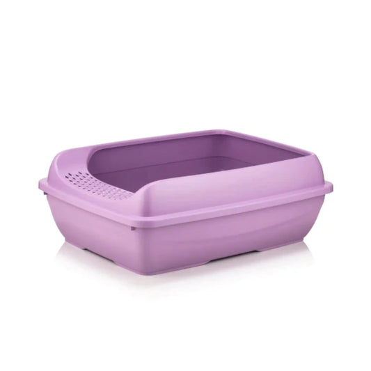 Flying Goo Open Litter Box with Strainer and Scoop for Cats Pink