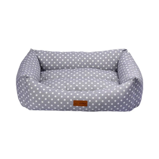 Feline Go Macaron Dotted Rectangular Bed for Cats and Dogs Grey