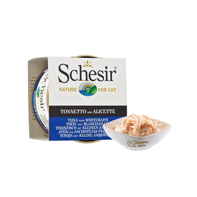 3- طعام رطب للقطط شيزر معلبات تونا مع صغار السمك والأرز وجبة طبيعية بالجيلي 85 جم