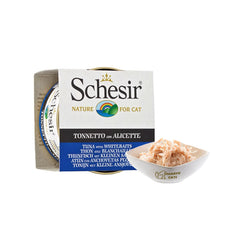 3- طعام رطب للقطط شيزر معلبات تونا مع صغار السمك والأرز وجبة طبيعية بالجيلي 85 جم