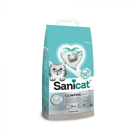 Sani Cat White Clumping Unscented 8L