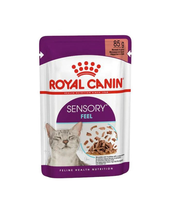 رويال كانين للقطط المعقمه البالغة سينسوري فيل طعام رطب بالمرق 85 جرام