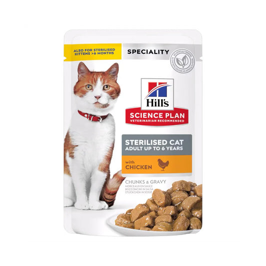 Hills Science Plan Wet Food for Sterilized Kitten &amp; Adult Cats Chicken in Gravy 85g