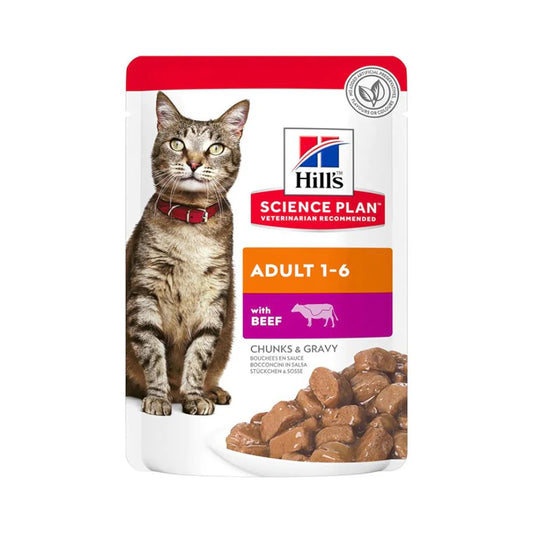 Hills Science Plan Wet Cat Food for Adult Cats Beef in Gravy 85g