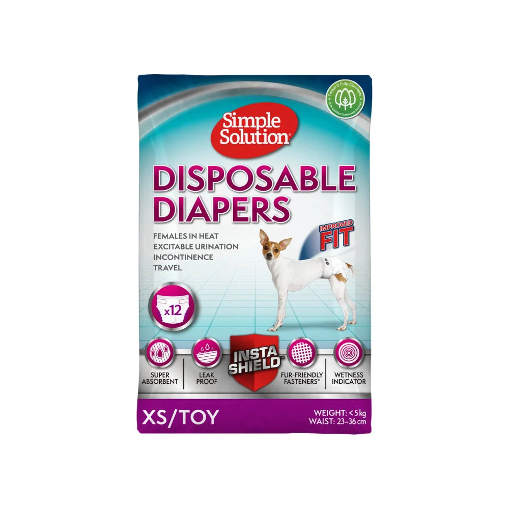 Simple Solutions Diapers for Dogs, Extra Small, 12 Count