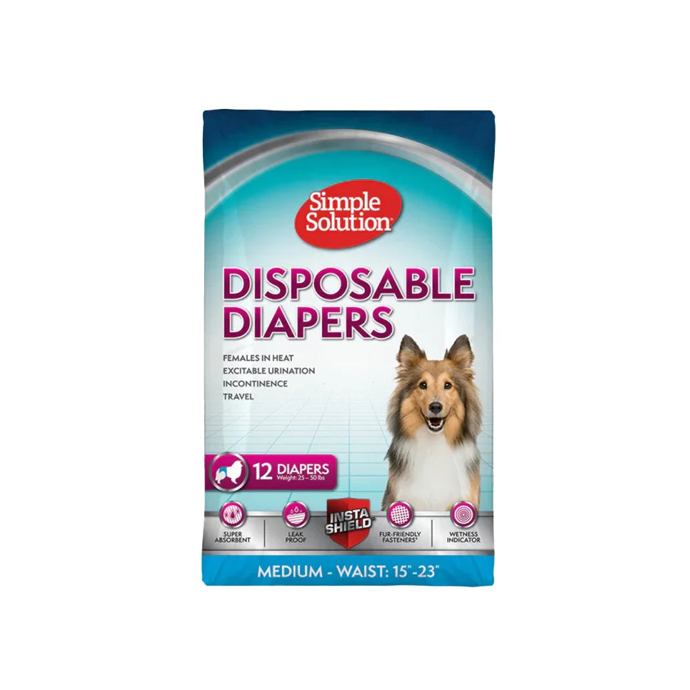 سمبل سلوشن حفاضات للكلاب وسط 12 حبة