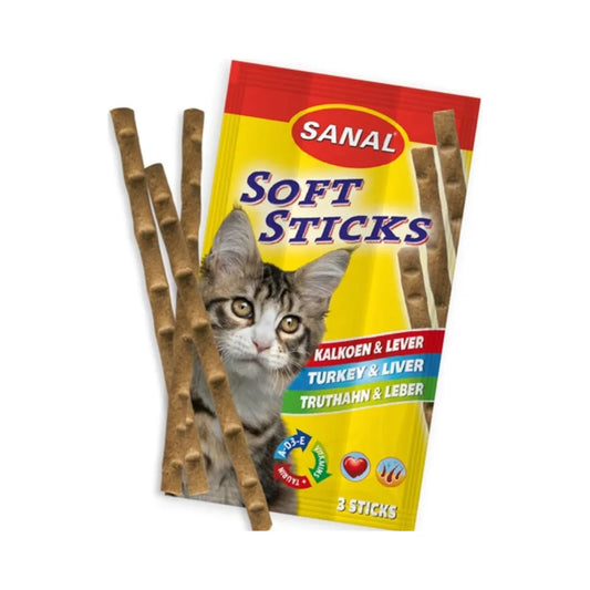 Sanal Turkey &amp; Liver Sticks for Cats 3x15g