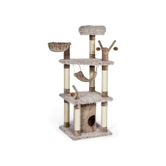 Kitty Power Paws 3-Tier Cat Scratcher with 2 Beds and House Grey