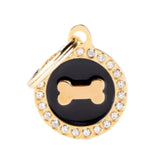 My Family Small Circle Bone Necklace Black Shiny Gold