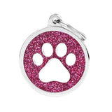 My Family Necklace Pink Big Circle Glitter White Paw