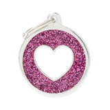 My Family Big Pink Sparkle Circle Necklace with White Heart