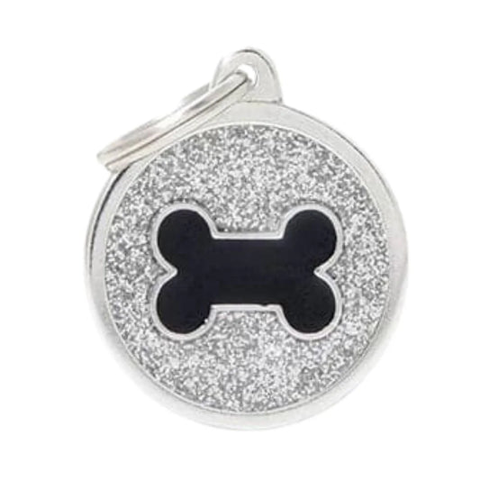 My Family Necklace Grey Shiny Round Black Bones