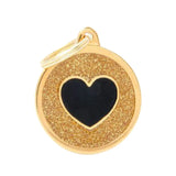 My Family Large Gold Circle Necklace Sparkle Black Heart