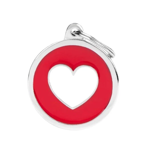 My Family Big Red Circle White Heart Necklace