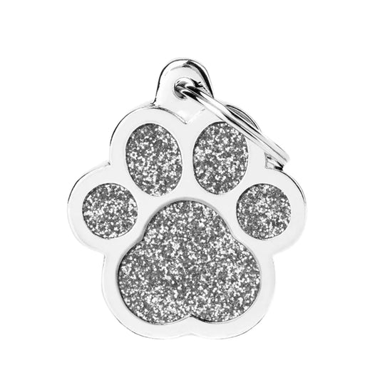 My Family Big Paw Glitter Necklace Grey