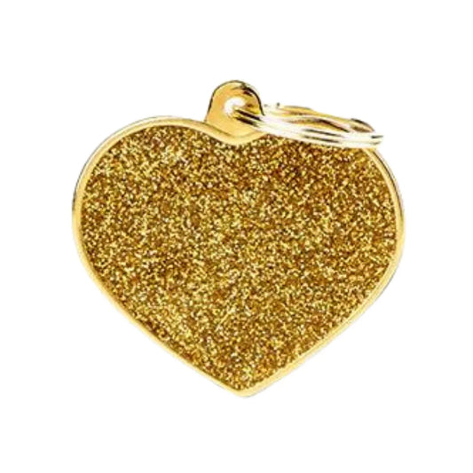 My Family Big Heart Gold Glitter Necklace