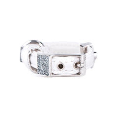My Family St. Tropez Leather Dog Collar White Small