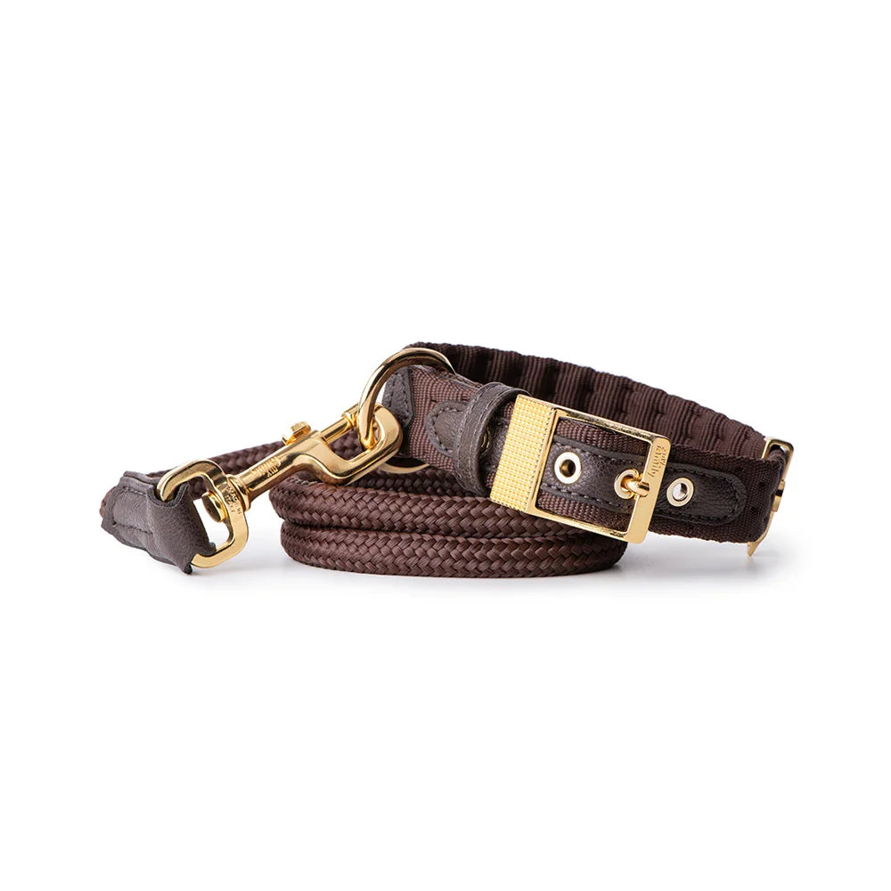 My Family Milan Nylon Dog Collar Brown 35x1.6cm Small
