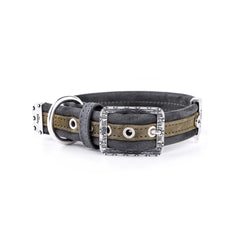 My Family London Olive Leather Collar 45x2.2cm Medium +