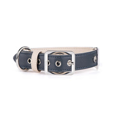My Family Heritage Leather Collar Navy and Beige Medium 40x2.2cm