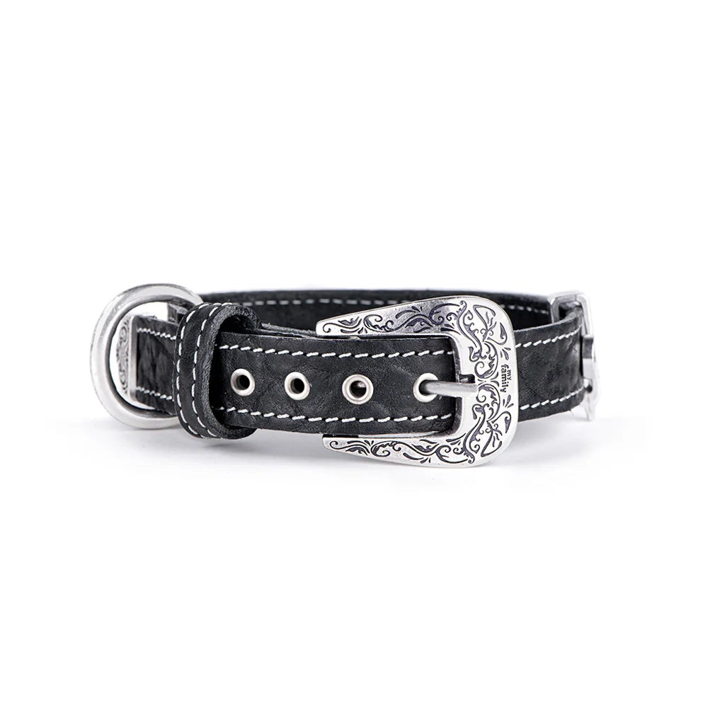 My Family El Paso Black Leather Collar 45 x 2.2 cm Medium