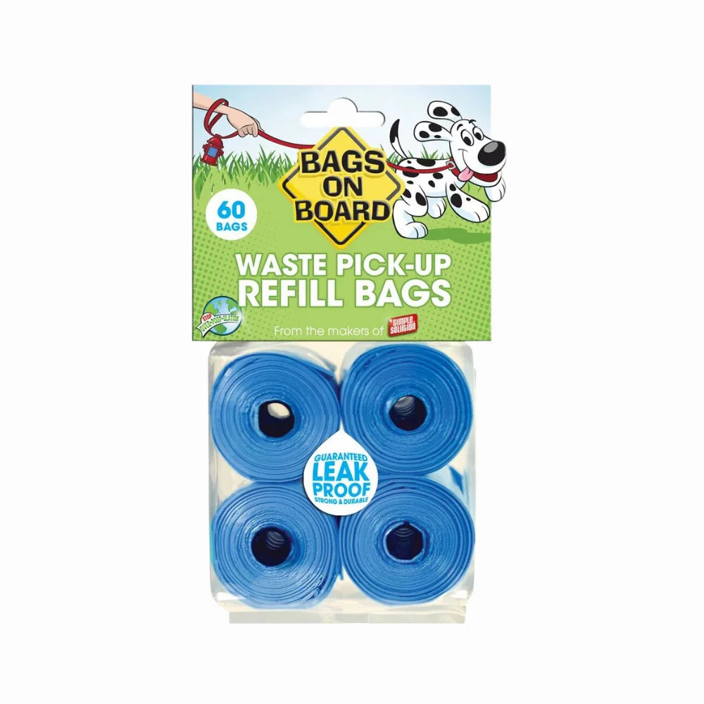 Bags On Board Dog Poop Bags - 60 Bags Blue