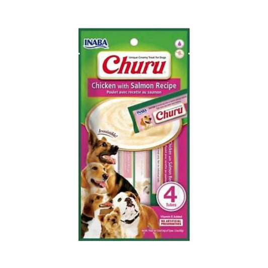 Inaba Churu Chicken &amp; Salmon Puree 4x14g for Dogs