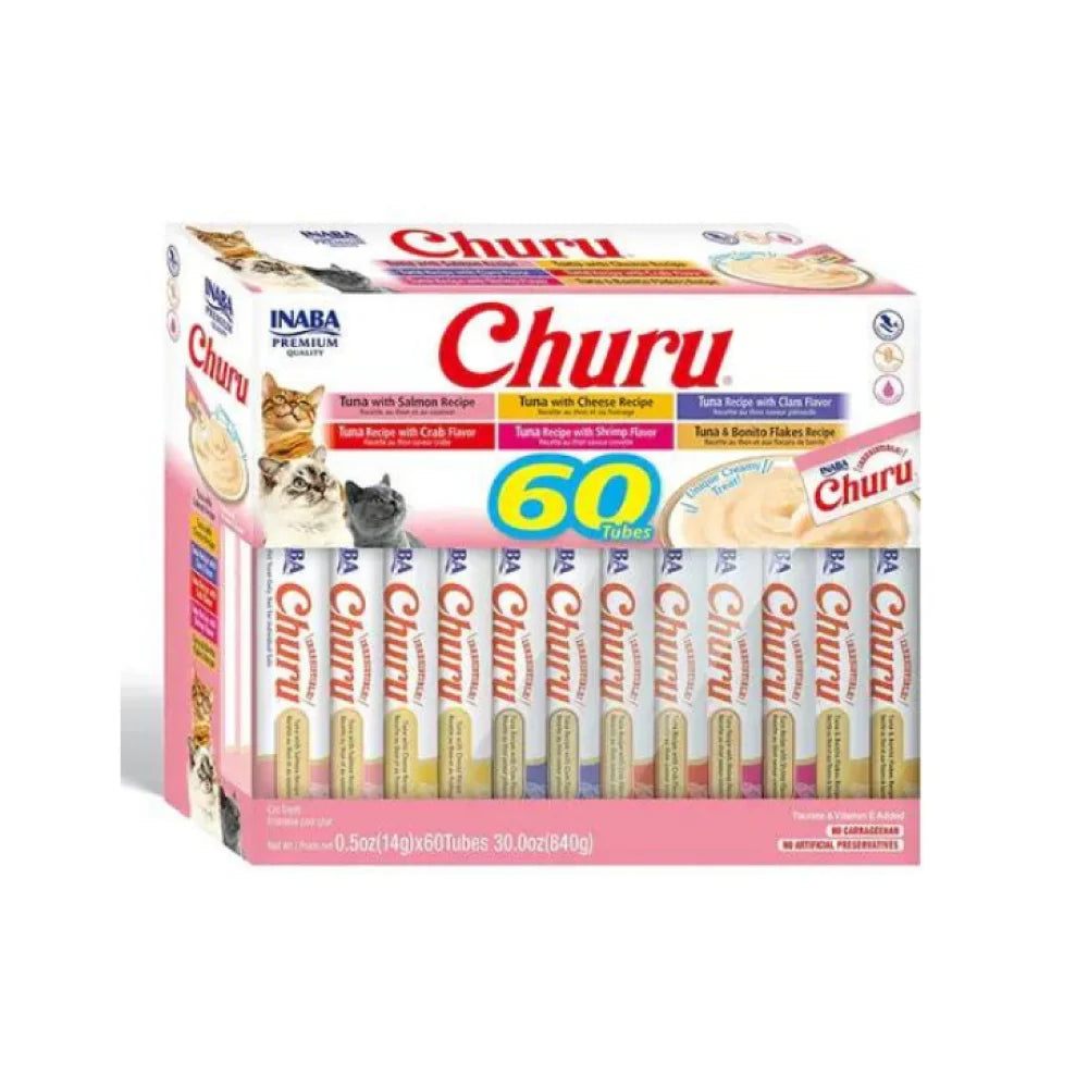 Inaba Churu Tuna &amp; Seafood Assorted 60 Sachets x 14g 